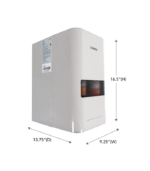 코웨이 P-160AL 올인원 언더싱크 정수기 제품 규격 - 가로 9.25인치, 세로 16.5인치, 깊이 13.75인치의 슬림한 사이즈 정보