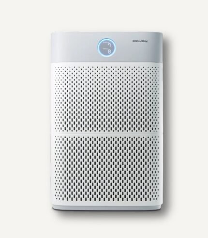 코웨이 울트라 에어 공기청정기 AP-3018B 화이트 타워형 디자인 및 전면 흡입구 모습. - 코웨이 울트라 공기청정기