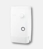 코웨이 BB-14A 연수기 본체 상세 - 중앙의 모드 전환 다이얼과 하단 리셋 버튼이 포함된 슬림한 화이트 디자인