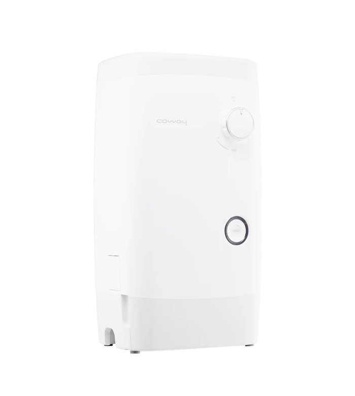 코웨이 BB-14A 연수기 제품 본체 - 세련된 화이트 컬러와 직관적인 다이얼 조작부를 갖춘 미니멀 디자인 연수기 외관