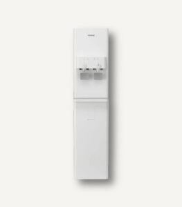 코웨이 CHP5710L 슬림 냉온정수기 제품 이미지 및 외관 디자인 Coway USA Rental 코웨이 CHP-5710L 슬림 냉온정수기 - 주방 공간 활용을 극대화하는 화이트 컬러의 초슬림 데스크탑 정수기 정면
