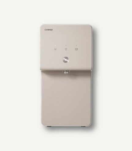 고급스러운 베이지 컬러와 메탈릭 다이얼 디자인이 돋보이는 코웨이 프라임 정수기 P-6320L 제품 이미지