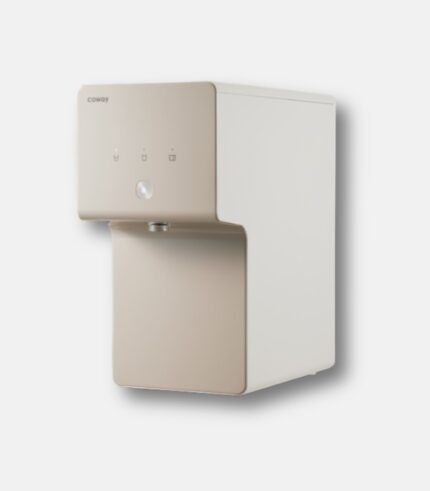 코웨이 P-6320L 프라임 정수기 베이지와 화이트 투톤 디자인의 슬림한 측면 모습