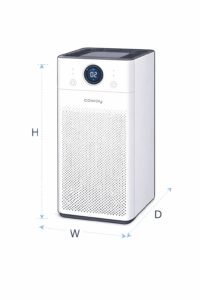 코웨이 에어메가 공기청정기 AP-2023K 크기 및 규격 가이드 (가로, 세로, 높이 상세 치수 안내)